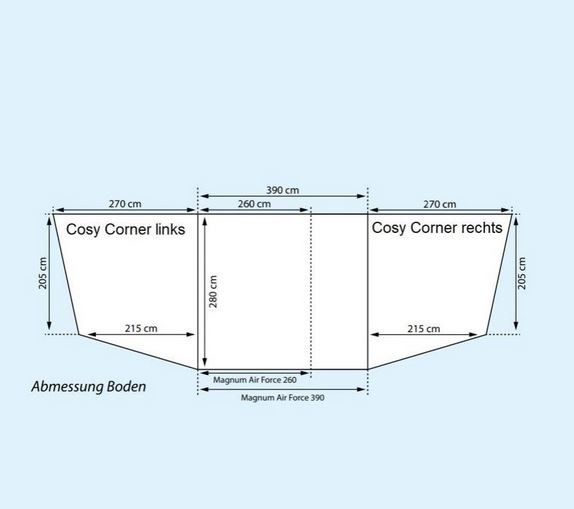Cosy Corner Links AS Zeltanbau