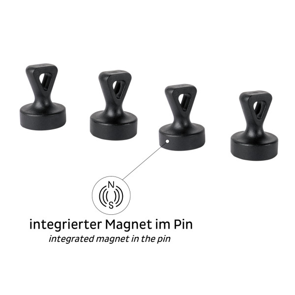 Magnet-Pins Flex inkl. Metall-Nano-Gel-Pads schwarz 4er Set